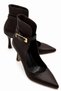 Caren Women's Brown Leather Pointed Toe Thin Heel Belt Detailed Windowed Stylish Boots & Stiletto 9 cm Heel - 3