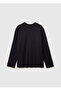 Boy's Black Long Sleeve T-Shirt with Embroidered Front - 2