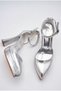 Women's Pointed Toe Platform Heels (Heel 12 cm) Silver Color Shoes, Wedding Dress Shoes - 8