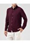 Slim Fit Safari Button-Down Collar Seersucker Fabric Men's Shirt Burgundy T20131-10 - 3