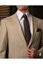 Regular Fit Men's Mono Collar Jacket Pants Suit Beige T20156-09 - 2