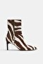 Allbucks Pull* Bear* Genuine Calfskin Zebra Pattern Heeled Boots Abpnb00015 - 6