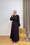 Molly Nelly Women's Crepe Shawl Collar Detailed Long Dress - 8