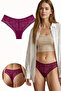 Women's Lace Front and Back Brazilian Panties Lycra Purple Single