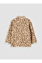 Beige Stand Collar Patterned Girls' Cardigan - 3