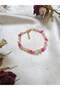 Pearl Detailed Sand Bead Floral Bracelet - Pink - 4