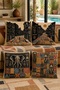 Abstract African Bohemian Patterned 4-Piece Throw Pillow Cover Set