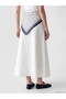 Ecru A-Line Jean Skirt with Belted Scarf - 3