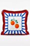 Italian Summer Themed Lemon Olive Tomato and Orange Patterned 4-Piece Fringed Throw Pillow Cover Set - 5