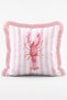 Pink Striped Lobster and Seashell Patterned 4-Piece Fringed Throw Pillow Cover Set - 3