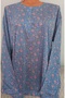 Er Clothing Paper Print Combed Cotton Blouse Long-Sleeve O-Neck 3 Buttons Flower - 2