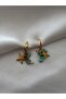 Gold Star & Bead Detailed Steel Dangle Hoop Earrings - 2