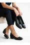 Genuine Leather Black Comfort Sole 4 cm Heeled Casual Women's Shoes - 2