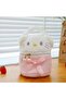 Cute Cat Hello Kitty Patterned Pink and White Plush Handbag Makeup Bag Zippered Organizer - 4