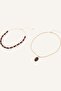 Women's 2-Piece Beaded and Stone-Embellished Chain Necklace Set I4288Axns - 2