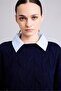 Boxy Fit Self-Polo Collar Long Sleeve Knitwear Sweater H2420Ax26Wn - 4