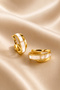 Gold Color Detailed Triple Look Hoop Women's Earrings - 5