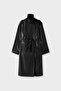 Long leather effect trench coat - 6