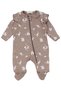 Baby Girl Brown and White Floral Ruffle Zippered Jumpsuit 0-3 Months - 2