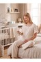 New Season Light Beige Muslin Fabric Buttoned Easy Breastfeeding Design Ruffle Sleeve Detailed Summer 100% Cotton Maternity Pajama Set - 8