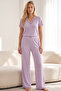 Lila Lace Cotton Ribbed Camisole Knitted Pajama Set26120701 - 2