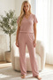 Powder Lace Cotton Ribbed Camisole Knitted Pajama Set26120701 - 2
