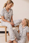 Hello Kitty Licensed 100% Cotton Gray Multi-Colored Buttoned Piping Pajama Set 26120451
