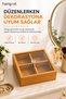 Wooden Look Decorative Organizer Box with 4 Compartments and Lid for Jewelry, Cosmetics, Cookies, Dry Fruits Organizer - 5