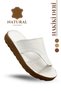 Genuine Leather Men's Slippers - Genuine Leather Men's Slippers with Soft Thick Soles 3A White