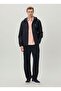 Navy Blue Hooded Leather Coat - 3