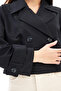 Women's Double-Breasted Crop Trench Coat - 6