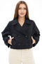 Women's Double-Breasted Crop Trench Coat - 2