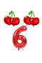 Bal10 Cherry and Red Number Themed Foil Balloon Set Age-6
