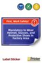 Factory Site Safety Helmet, Goggles and Protective Shoes Must Be Worn Isg Warning Sign Sticker 15X21 cm