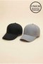 Black - Gray Premium Quality Set of 2 Unisex Micro Fabric Hats - Adjustable Velcro Sports Cap Women's Men's Hat Couple Combination - 3