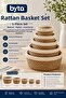 Set of 5 Wicker Baskets Natural Hand-Knitted Decorative Organizer Storage Basket 23-21-18-16-13 cm