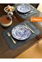 Set of 2 Double-Sided Leather American Service Mats. Navy Blue (2 Pieces)