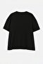 Siyah Duble Kol Yırtmaçlı Geniş Kesim Asimetrik Boyfriend %100 Pamuk Örme T-Shirt TBBSS26BF00066 - 5