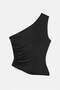 Black One-Shoulder Metal Buckle Detailed Polyamide Blouse Tdrss26Bz00079 - 5