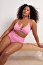 Pembe Yüksek Bel Korseli Büzgü Detaylı Toparlayıcı Büyük Beden Bikini Altı TBBSS23CR00001
