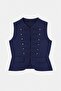 Lacivert Fitted/Vücudu Saran Düğme Detaylı Triko Yelek TWOSS26YE00071 - 5
