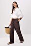 Dark Brown Modal Elastic Waist Wide Leg Pants Twoss26Pl00105