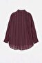 Burgundy Oversize Stone Embroidered Thin Fabric Transparent Shirt Tdrss26Go00102 - 7