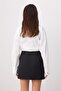 Siyah Basic Yüksek Bel A-line Mini Boy Dokuma Etek TWOSS22ET0136 - 8