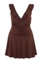 Brown Ruffle Detail Waist Gathered Skirt Plus Size Swimsuit Tbbss25Am00018 - 6