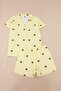 Sarı %100 Pamuklu Kalpli Şortlu Örme Pijama Takımı THMSS21PT0756 - 5