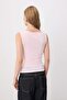 Açık Pembe Fitted/Vücuda Oturan Kolsuz Büzgülü Esnek Örme Bluz TWOSS26BZ00199 - 7