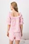 Pembe Çiçekli %100 Pamuklu Kesme Ponpon Dokuma Pijama Takımı THMSS26PT00249 - 4