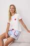 White-Blue Plaid Heart Stripe Detailed Knitted Pajama Set Thmss26Pt00268 - 2