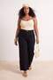 Siyah Yüksek Bel Geniş Paça %100 Pamuk Büyük Beden Wide Leg Jeans TBBAW25CJ00001